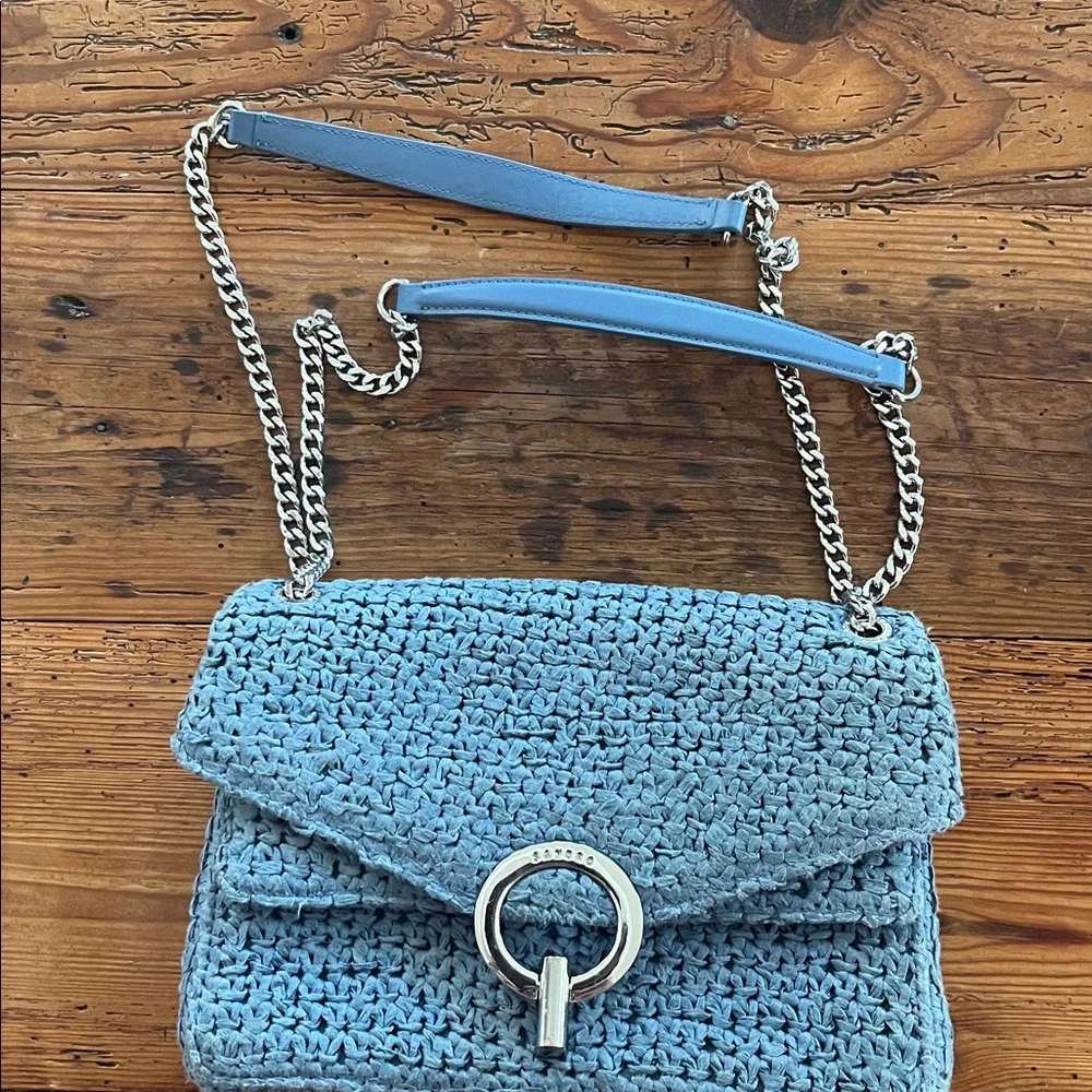 Sandro Raffia YZA Bag in Blue